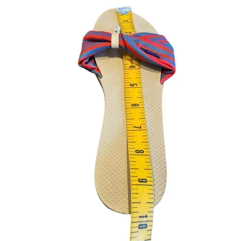 HAVAIANAS SIZE 10 TAN-MULTI STRIPE FLIP FLOP SANDALS Size 37/38 (6/7)